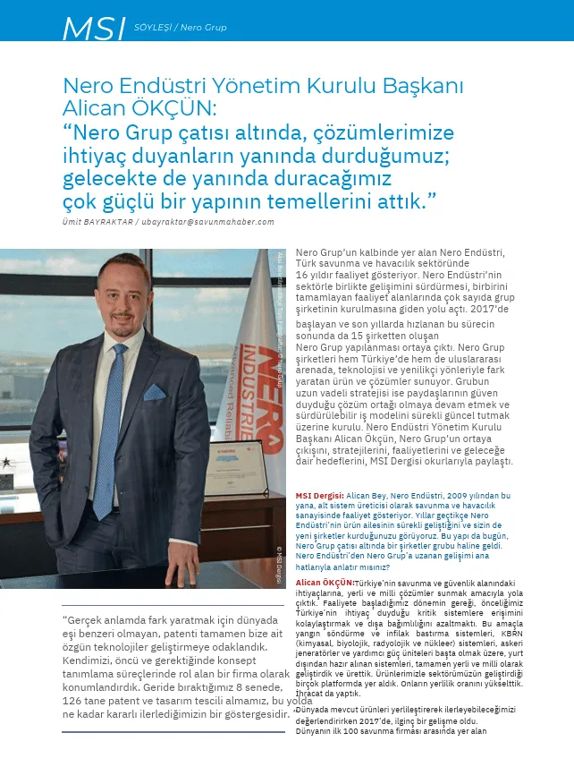 MSI Magazin’de NERO Group’un Stratejik Vizyonuna Yer Verildi